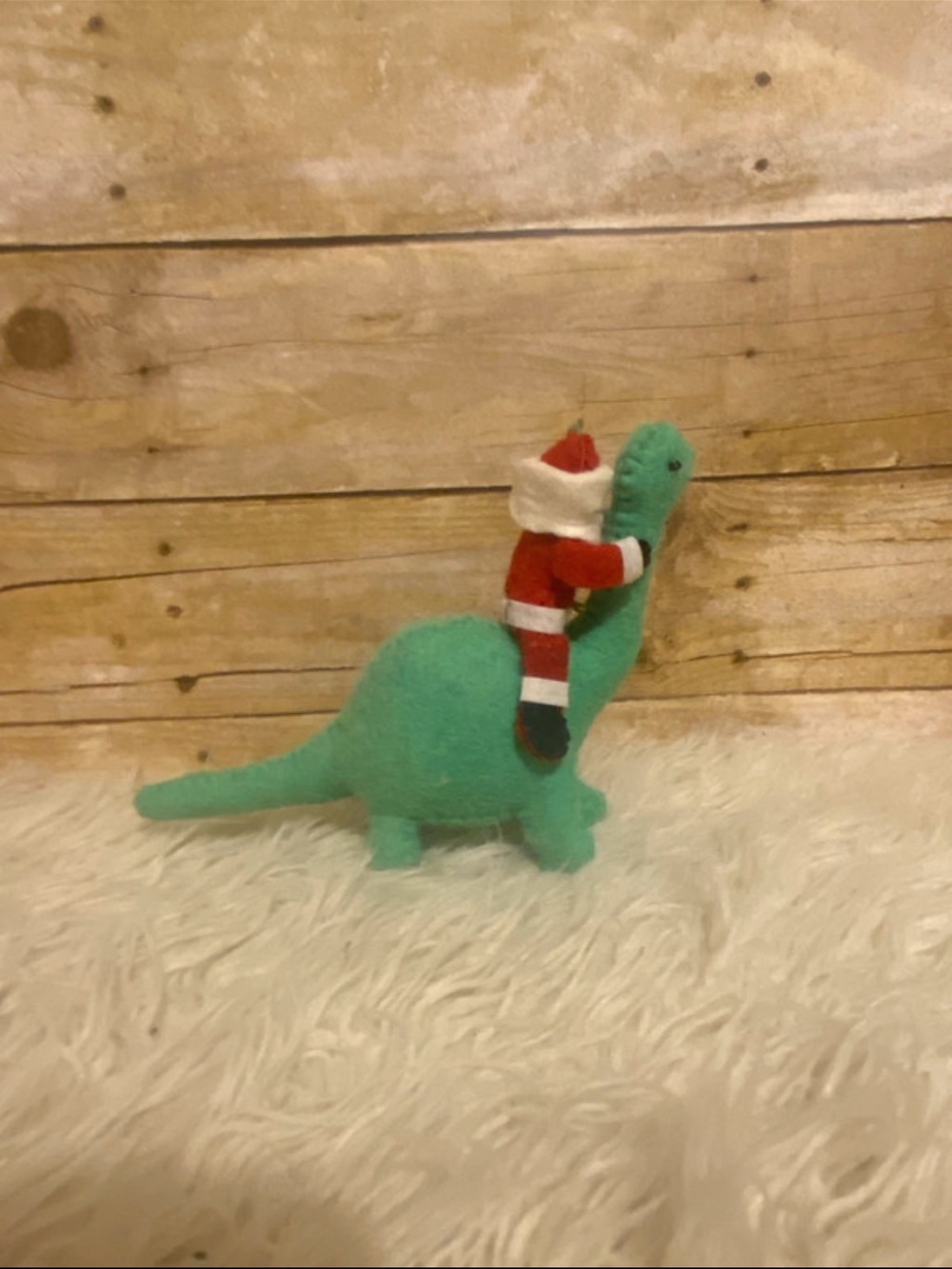 Christmas  Felt Santa riding Dinosaur Felt Ornament